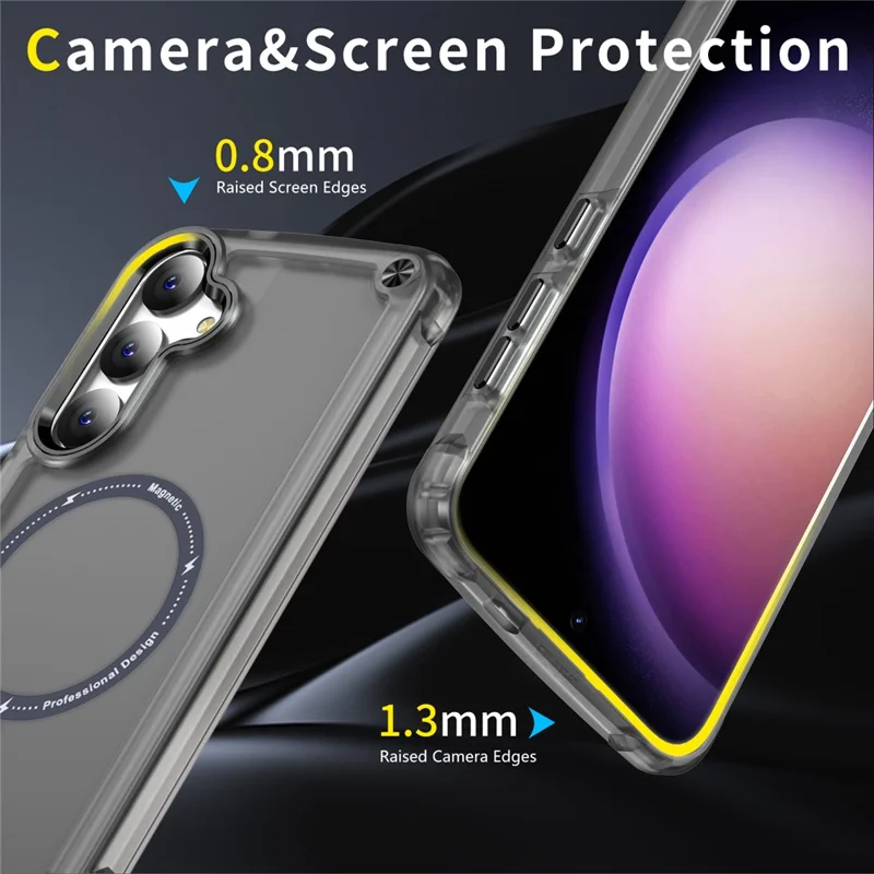 Für Samsung Galaxy S25 Hülle Skin Touch TPU+PC Handyhülle kompatibel mit MagSafe - Transparent Schwarz