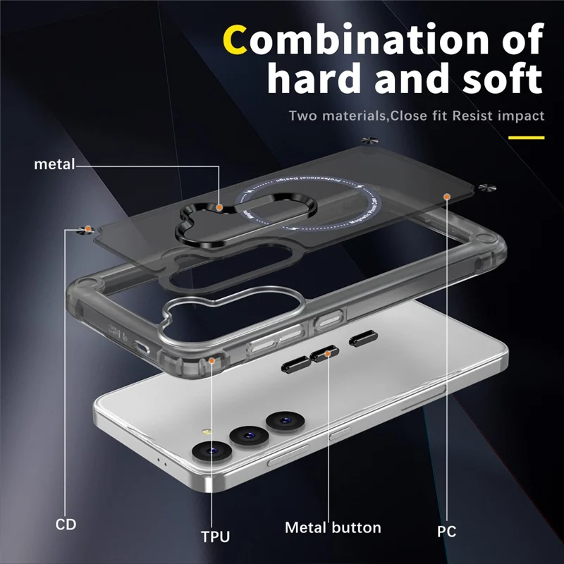 Für Samsung Galaxy S25 Hülle Skin Touch TPU+PC Handyhülle kompatibel mit MagSafe - Transparent Schwarz