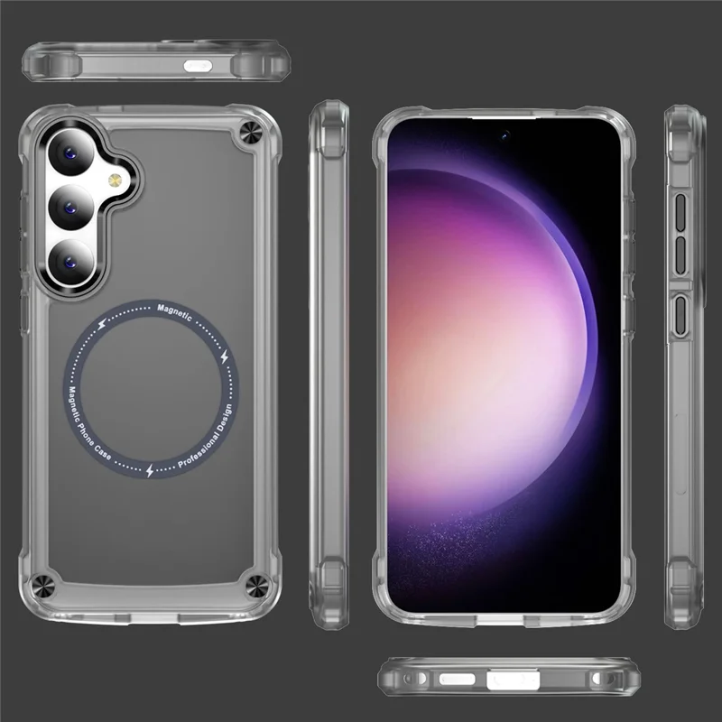 Für Samsung Galaxy S25 Hülle Skin Touch TPU+PC Handyhülle kompatibel mit MagSafe - Transparent Schwarz