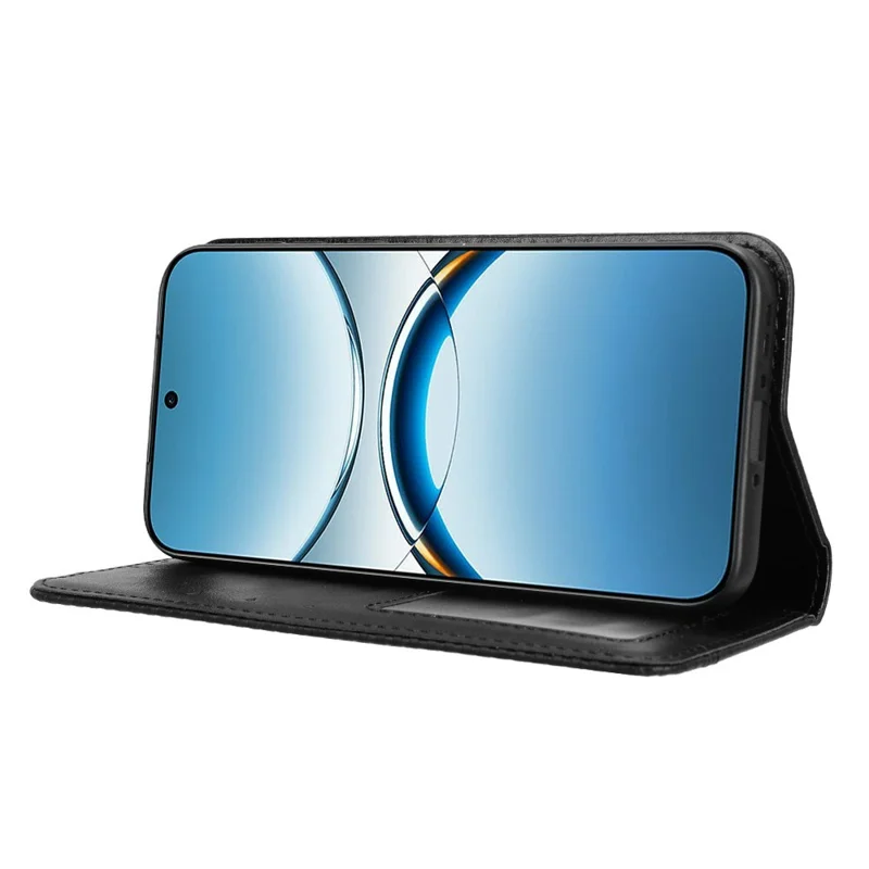 For Oppo Find X8 5G Leather Case Wallet Stand Retro Texture Phone Cover - Black