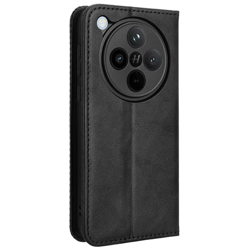 For Oppo Find X8 5G Leather Case Wallet Stand Retro Texture Phone Cover - Black