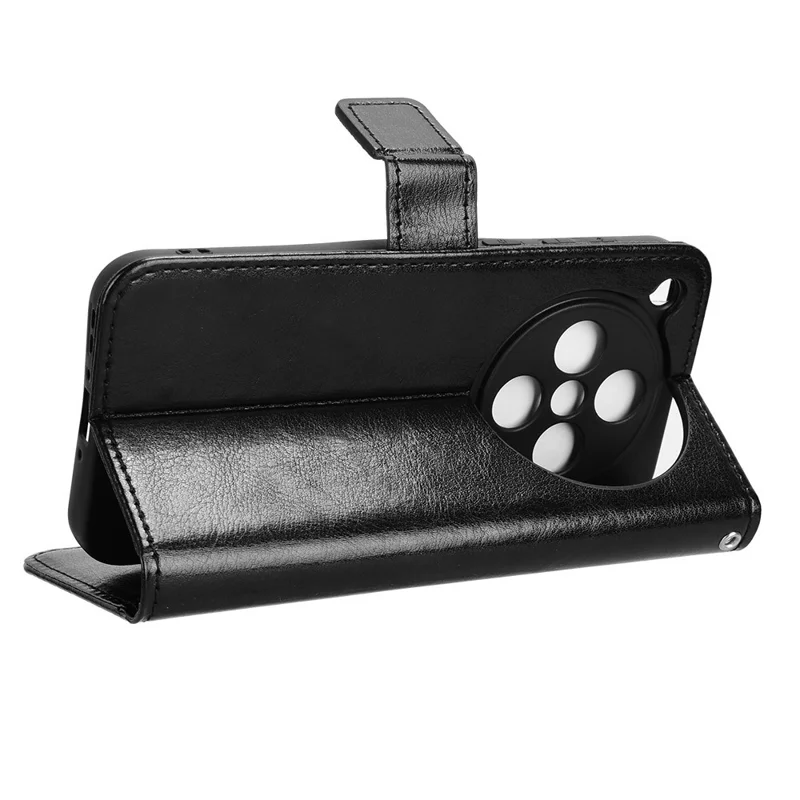 For Oppo Find X8 5G Case Crazy Horse Texture PU Leather Phone Wallet Cover - Black