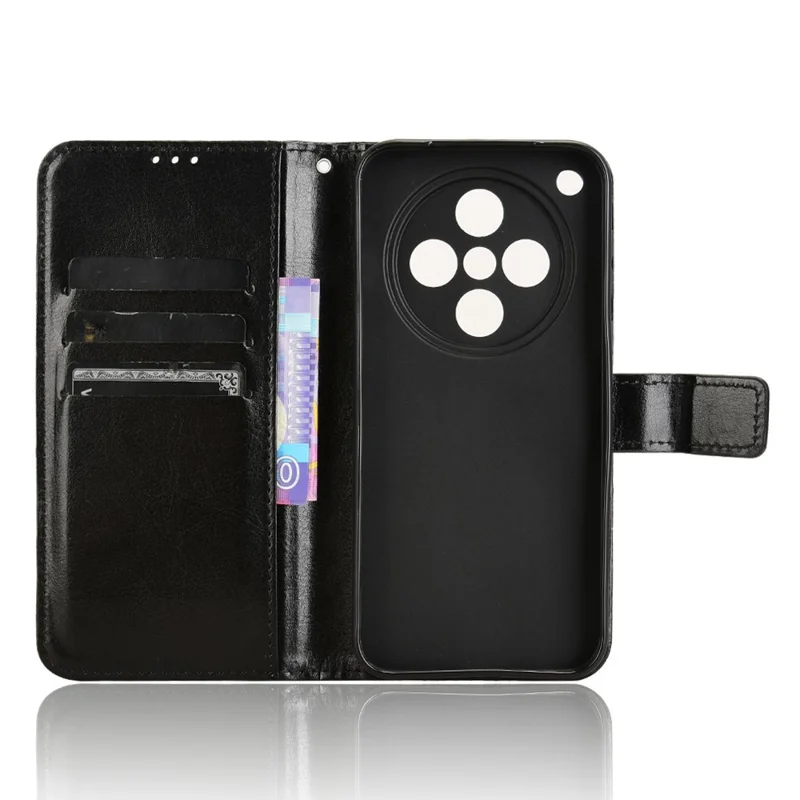 For Oppo Find X8 5G Case Crazy Horse Texture PU Leather Phone Wallet Cover - Black