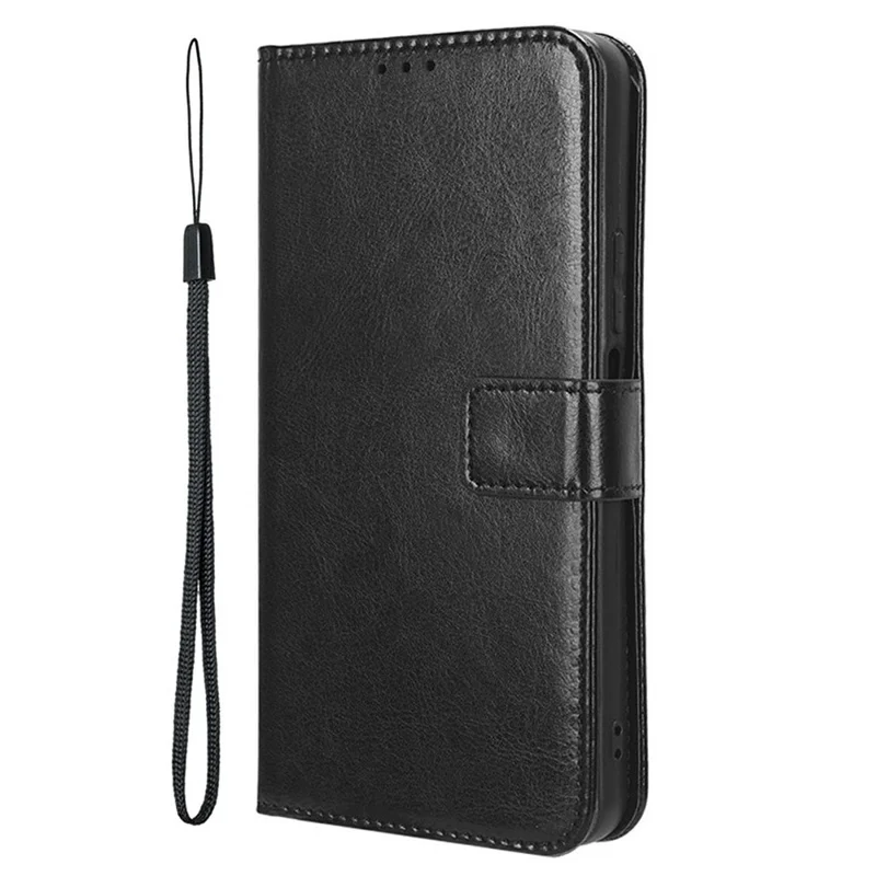 For Oppo Find X8 5G Case Crazy Horse Texture PU Leather Phone Wallet Cover - Black