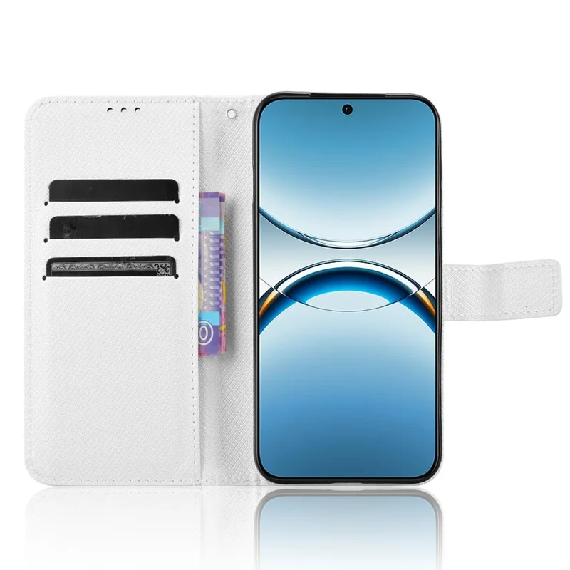 Obudowa na Oppo Find X8 5G, etui portfelowe z syntetycznej skóry PU z diamentowym wzorem – Biały