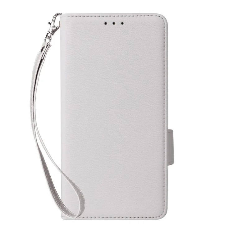 Para Caso OnePlus 13 Textura de Lichia PU Couro Carteira Flip Cover do Telefone - Branco