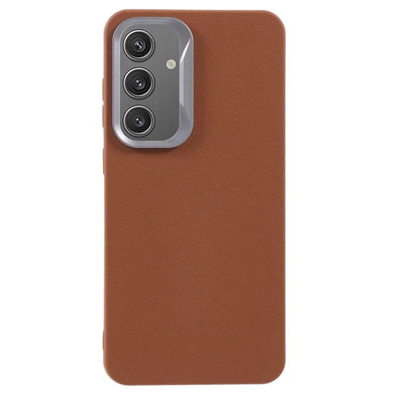 For Samsung Galaxy S24 FE Case Leather Textured TPU Shockproof Phone Cover - Brown