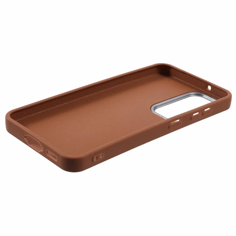 For Samsung Galaxy S23+ Case Leather Textured TPU Shockproof Phone Cover - Brown