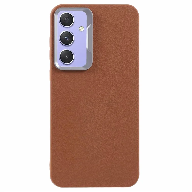 For Samsung Galaxy A55 5G Case Leather Textured TPU Shockproof Phone Cover - Brown