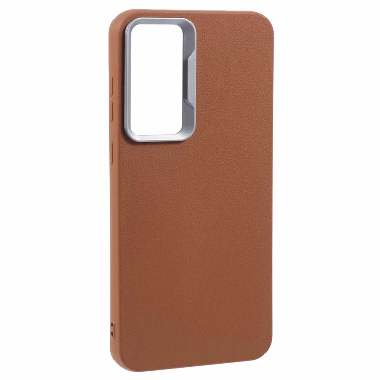 For Samsung Galaxy A55 5G Case Leather Textured TPU Shockproof Phone Cover - Brown