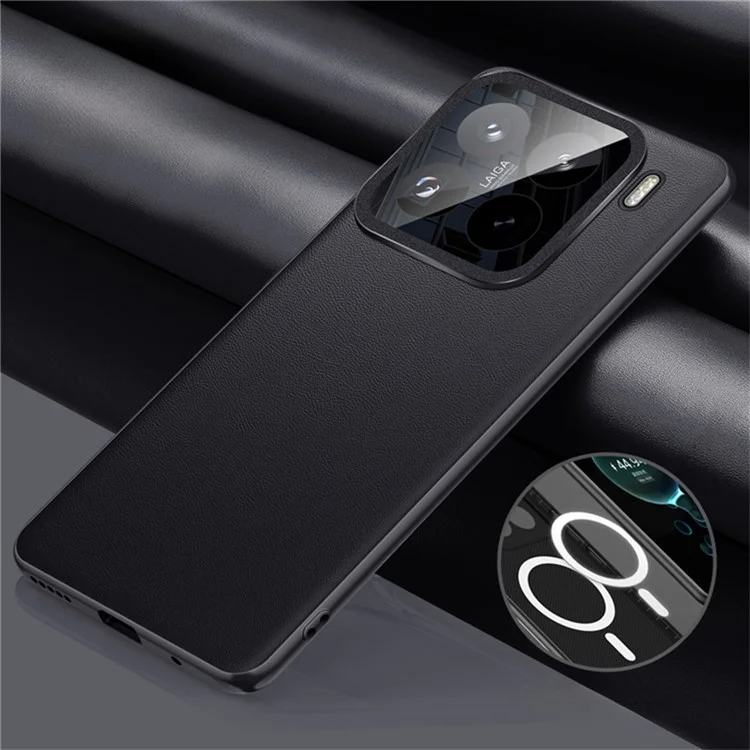 Funda para Xiaomi 15 Pro compatible con MagSafe, de piel de PU+TPU+PC (2.ª generación) - Negro