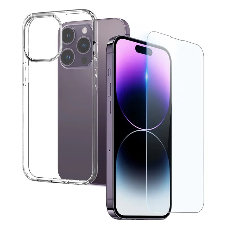 Northjo 2 en 1 Case de Teléfono Anti-Drop + Protector de Pantalla de Vidrio Templado Para la Cubierta a Prueba de Choques de TPU de Iphone 14 Pro Ultra Clear
