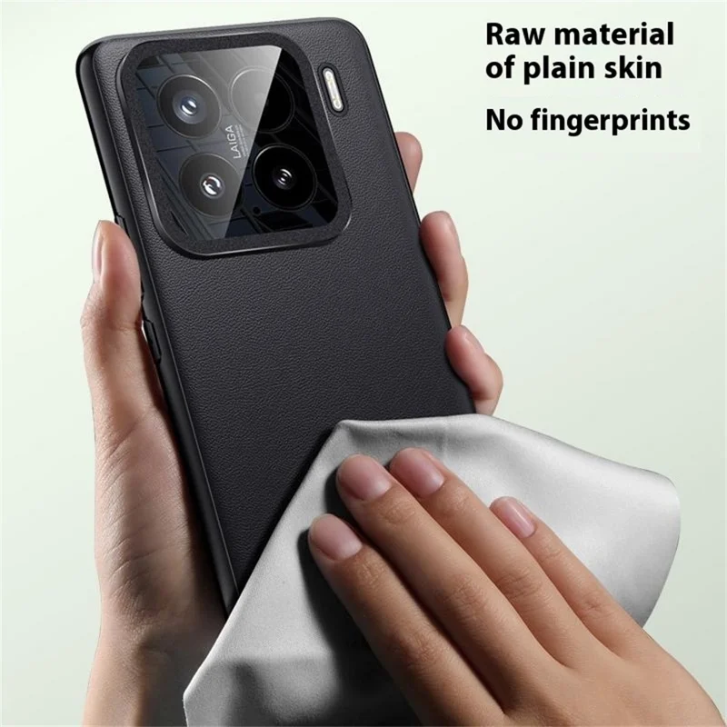 Custodia per Xiaomi 15 compatibile con MagSafe, in pelle PU + TPU + coperchio posteriore in PC (2a generazione) - Nero