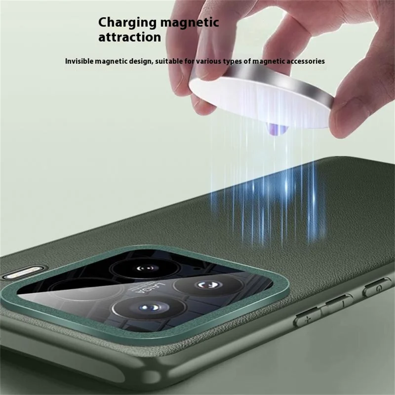 Custodia per Xiaomi 15 compatibile con MagSafe, in pelle PU + TPU + coperchio posteriore in PC (2a generazione) - Nero