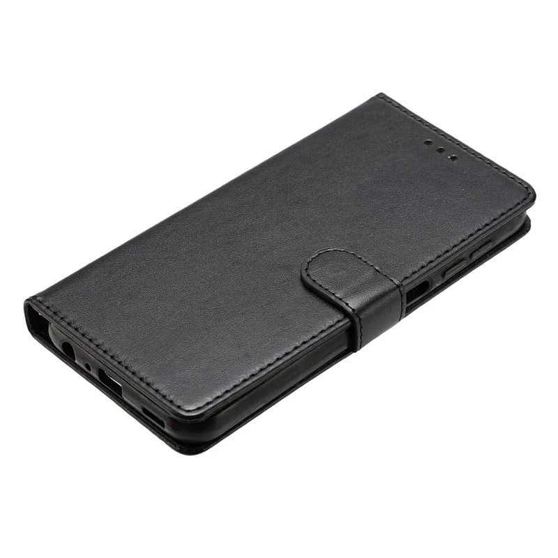 For Motorola Moto G35 5G Leather Case Wallet Stand Phone Cover with Handy Strap - Black