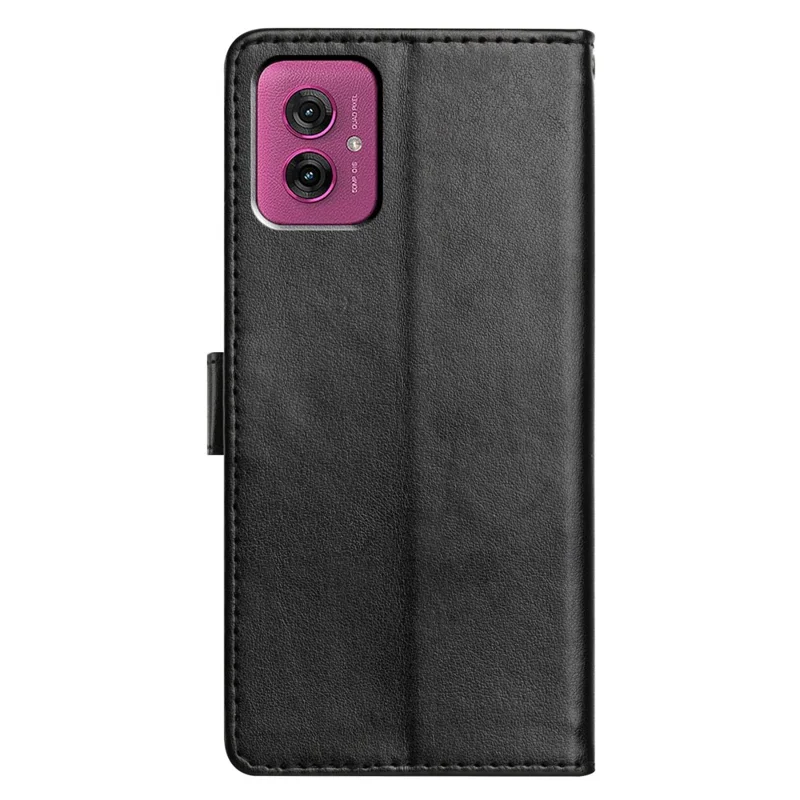 Capa de couro com suporte e alça para Motorola Moto G55 5G - Preta