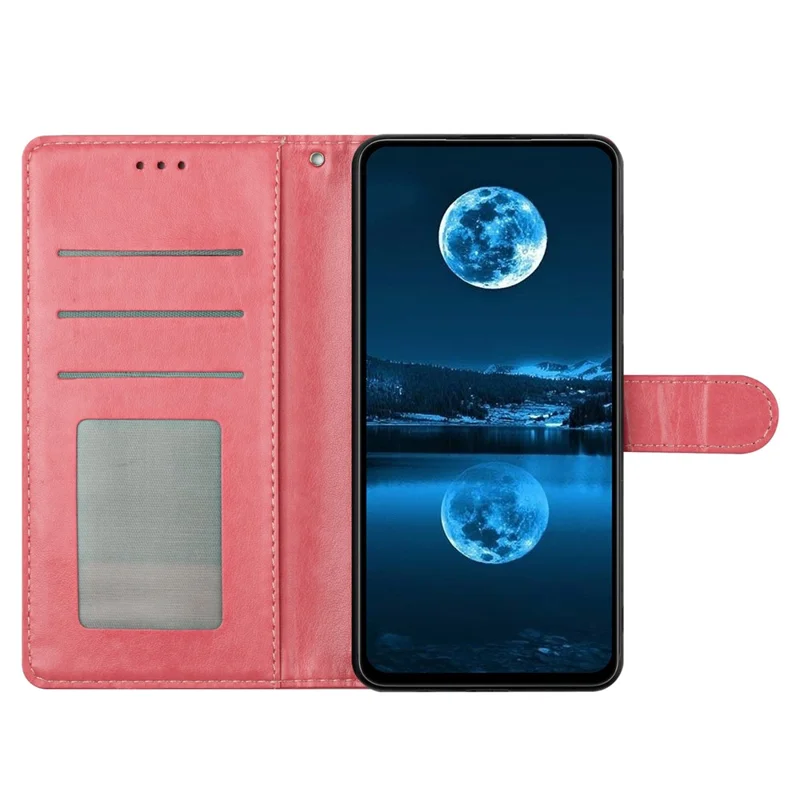 Für Motorola Moto G55 5G Lederhülle Brieftasche Ständer Handyhülle mit praktischem Gurt - Pink