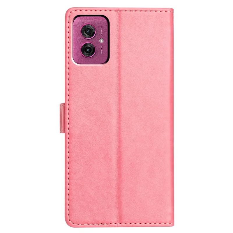 Für Motorola Moto G55 5G Lederhülle Brieftasche Ständer Handyhülle mit praktischem Gurt - Pink