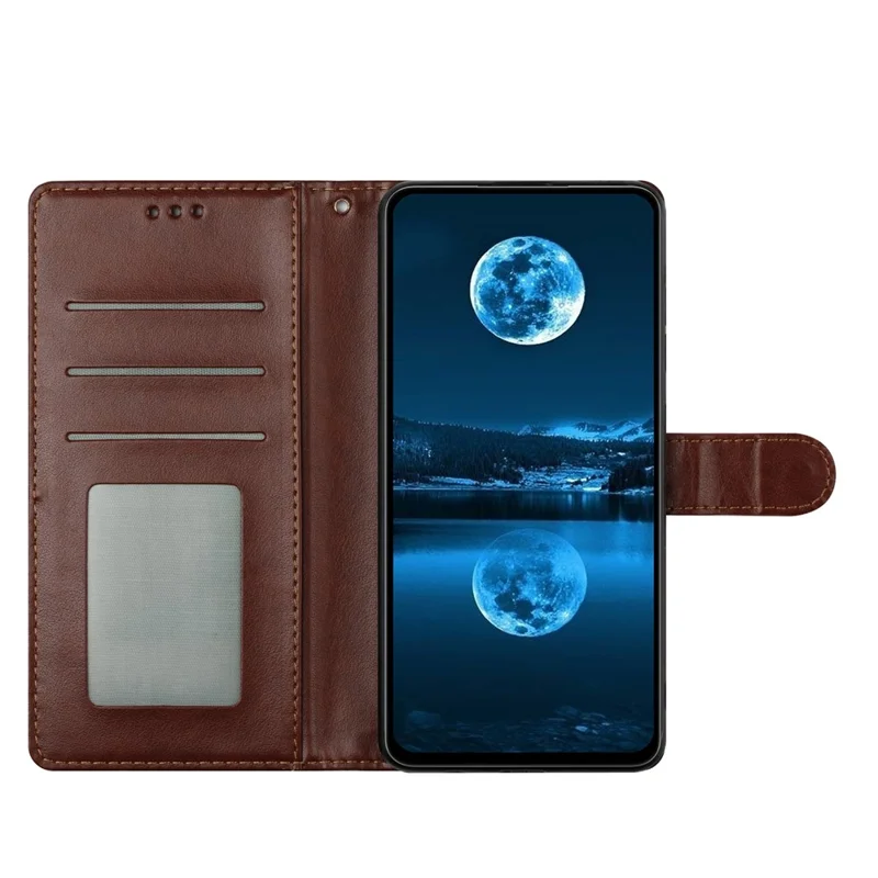For Google Pixel 9a Leather Case Wallet Stand Phone Cover with Handy Strap - Brown