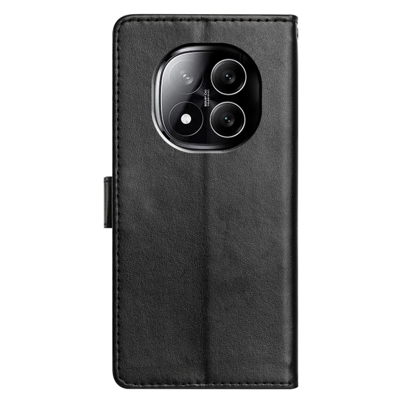 For Xiaomi Redmi Note 14 Pro+ 5G Leather Case Wallet Stand Phone Cover with Handy Strap - Black