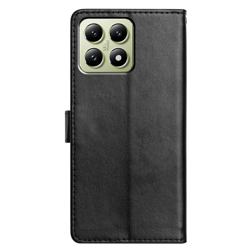 For Xiaomi 14T Leather Case Wallet Stand Phone Cover with Handy Strap - Black