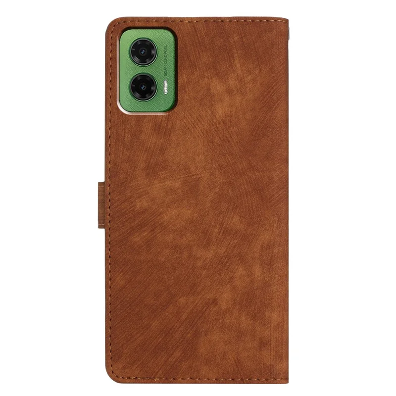 Funda para Motorola Moto G35 5G con ranuras para tarjetas, piel sintética con tacto suave y soporte - Marrón
