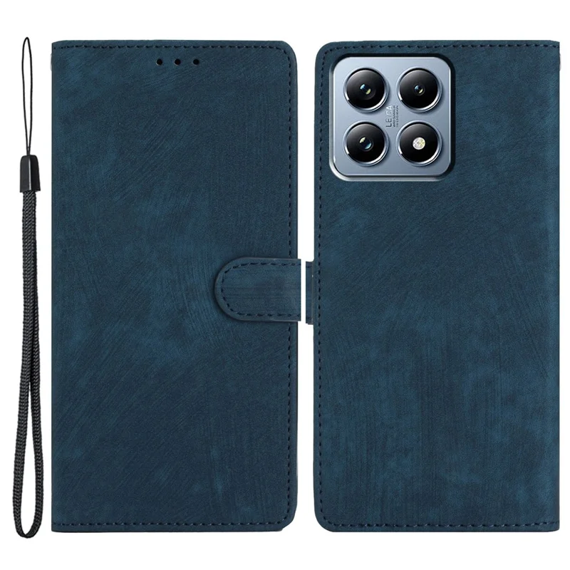 For Xiaomi 14T Pro Case with Card Clots Skin-Touch PU Leather Phone Cover Stand - Blue