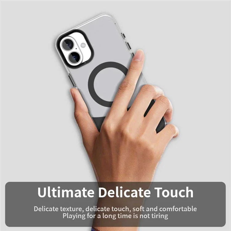 For iPhone 16 Case Compatible with MagSafe Color Splicing IMD TPU+PET+PC Mobile Cover - Black
