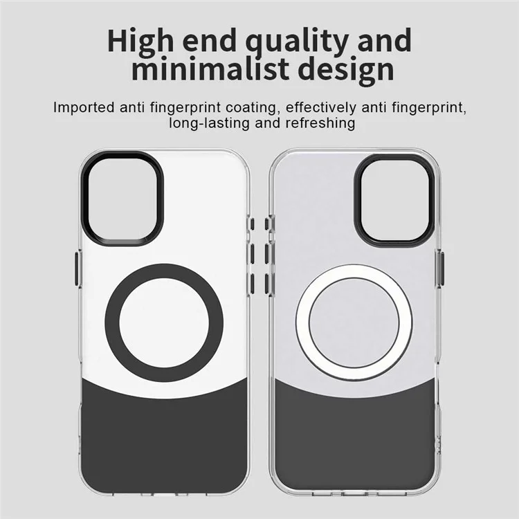 For iPhone 16 Case Compatible with MagSafe Color Splicing IMD TPU+PET+PC Mobile Cover - Black