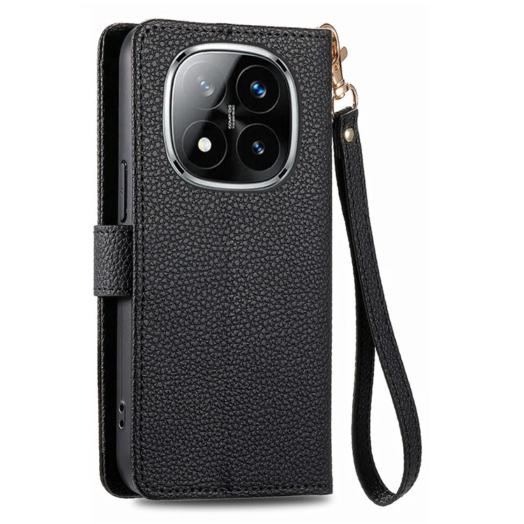 Capa para Xiaomi Redmi Note 14 Pro 5G com bolso de zíper e bloqueio RFID - Preto