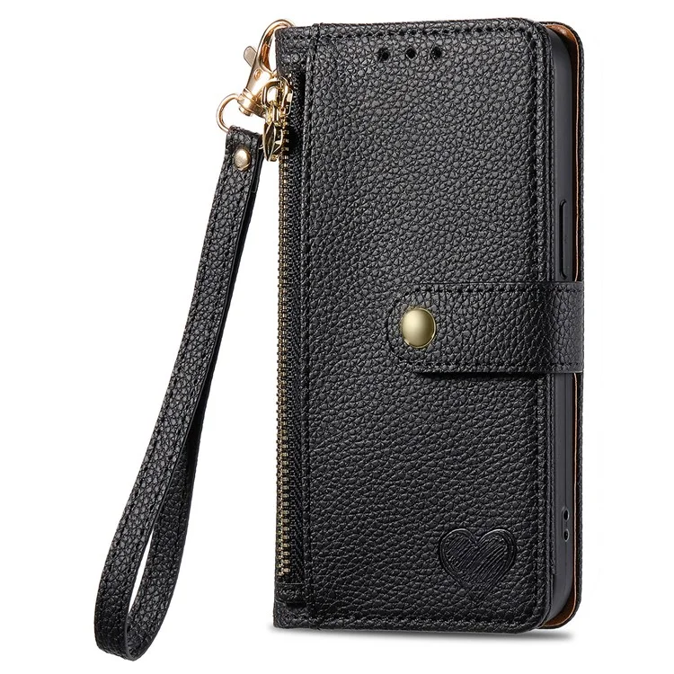 Capa para Xiaomi Redmi Note 14 Pro 5G com bolso de zíper e bloqueio RFID - Preto