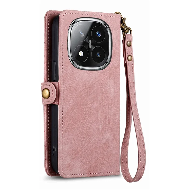 Étui portefeuille à fermeture éclair avec motifs géométriques pour Xiaomi Redmi Note 14 Pro 5G - Rose