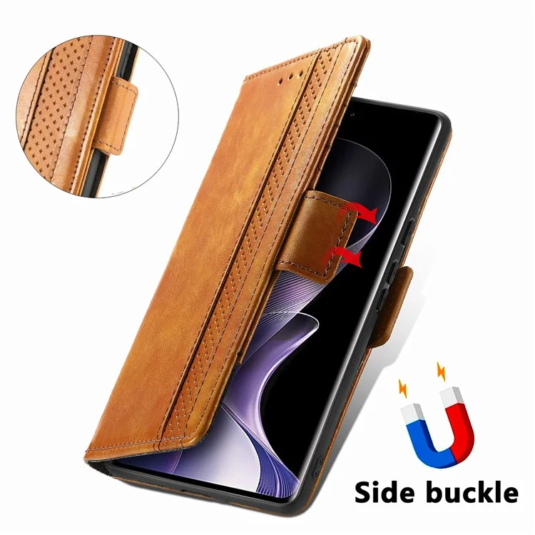 Coque CASENEO 002 pour Xiaomi Redmi Note 14 Pro 5G, étui portefeuille en cuir PU avec support - Noir