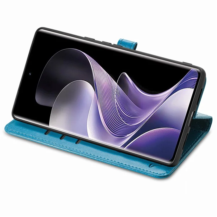 Étui à rabat en cuir pour Xiaomi Redmi Note 14 Pro 5G avec motif mignon de chat et de chien - Bleu