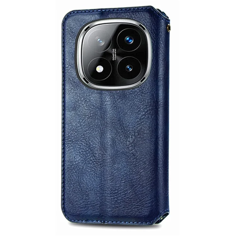Étui pour Xiaomi Redmi Note 14 Pro 5G, motif losange, en cuir PU, étui portefeuille pour téléphone - Bleu