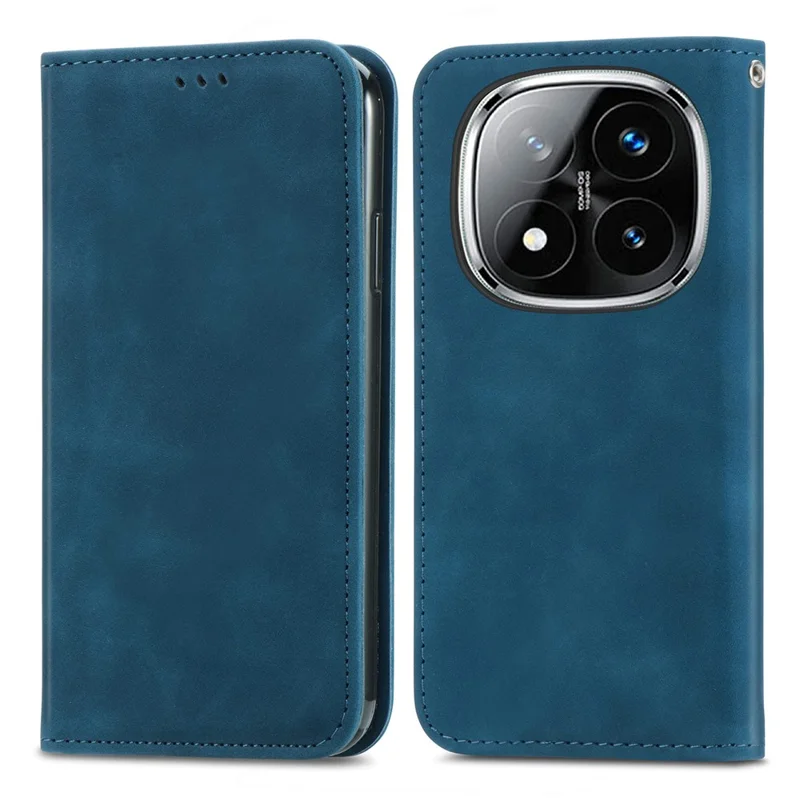 For Xiaomi Redmi Note 14 Pro+ 5G Case Skin Touch Feeling Leather Card Holder Phone Cover Magnetic Absorption - Dark Blue