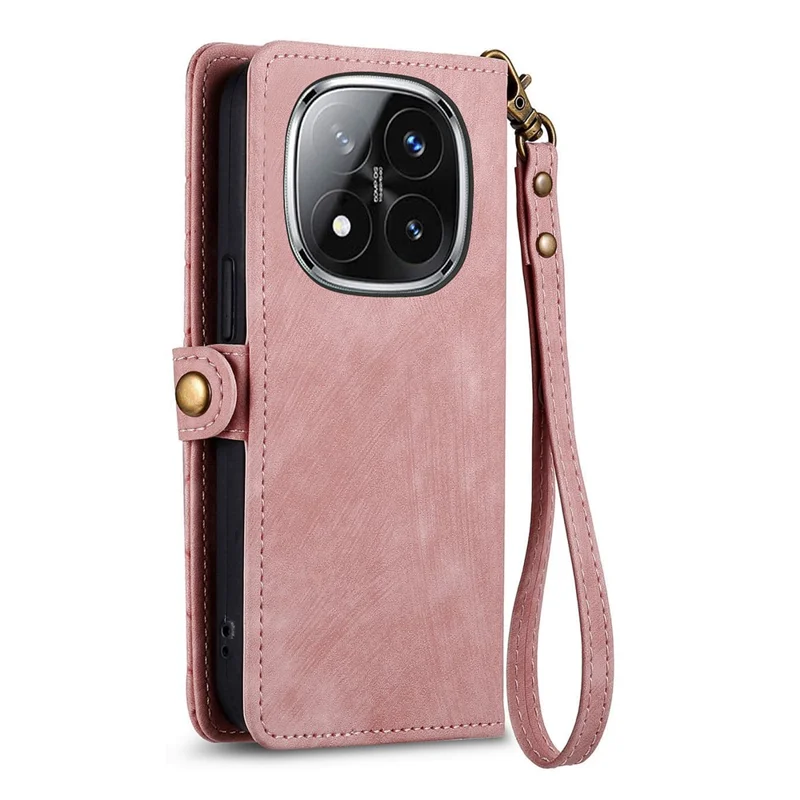 For Xiaomi Redmi Note 14 Pro+ 5G Case Zipper Wallet Geometry Lines Leather Phone Cover - Pink