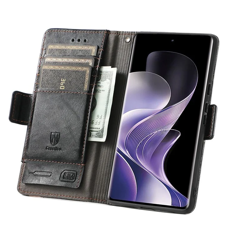 For Xiaomi Redmi Note 14 Pro+ 5G Phone Cases CASENEO PU Leather Cover Stand with RFID Blocking Wallet - Black