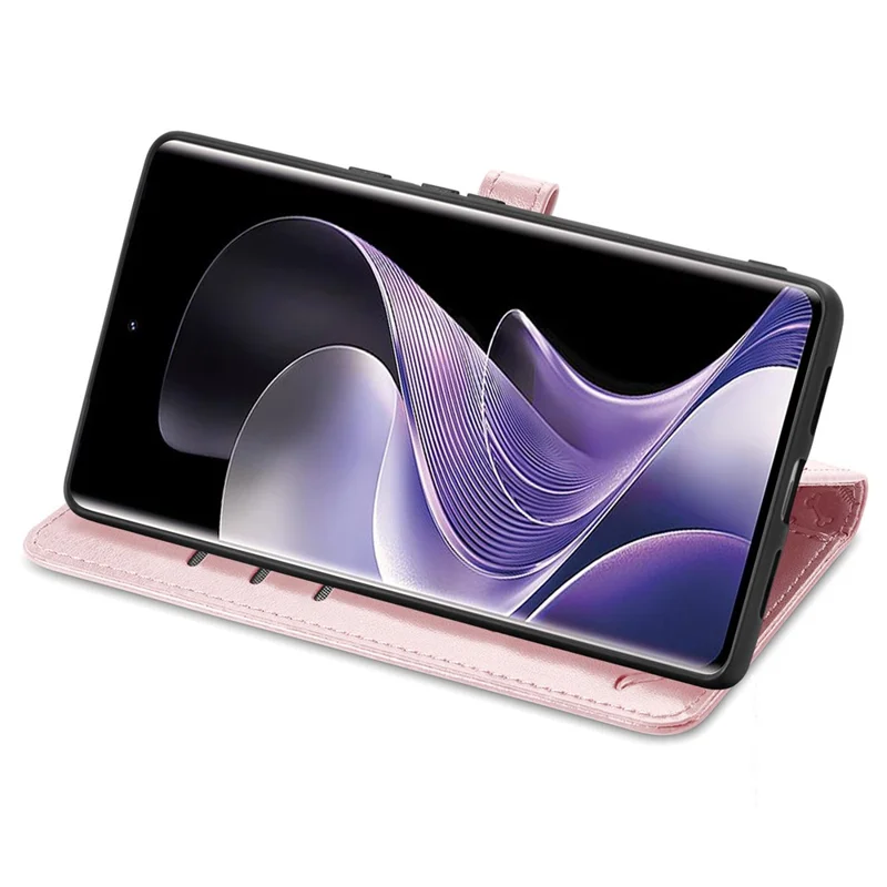 For Xiaomi Redmi Note 14 Pro+ 5G Case Læder Wallet Flip Cover Sjov Katte- og Hundemønster - Rosenlilla