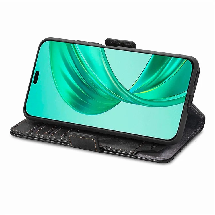 ЧЕХОЛ CASENEO 002 SERIES ДЛЯ HONOR X7C 4G / 200 SMART 5G / PLAY 60 PLUS 5G СТОЯЧИЙ БУМАЖНИК СПЛАЙСИНГОВАЯ ОБЛОЖКА ИЗ ИСКУССТВЕННОЙ КОЖИ - ЧЕРНЫЙ