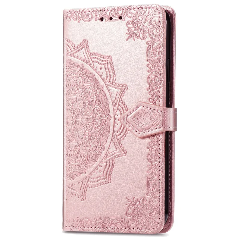 Custodia portafoglio per Honor X7c 4G / 200 Smart 5G / Play 60 Plus 5G con fiore mandala, cover in pelle con supporto e finestra - Oro rosa
