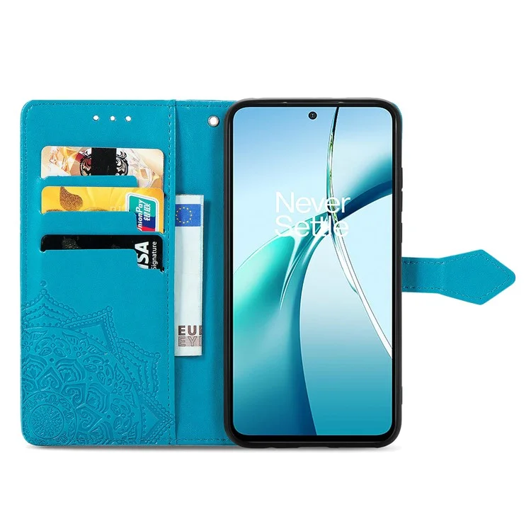Wallet Case For Honor X7c 4G / 200 Smart 5G / Play 60 Plus 5G Mandala Flower Leather Phone Cover Stand View - Blue