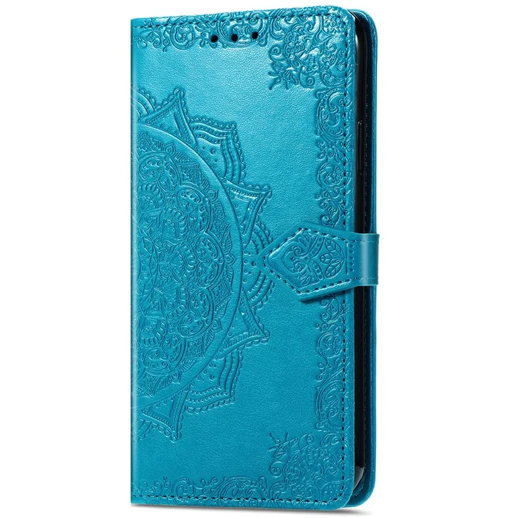 Wallet Case For Honor X7c 4G / 200 Smart 5G / Play 60 Plus 5G Mandala Flower Leather Phone Cover Stand View - Blue