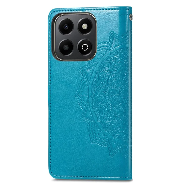 Wallet Case For Honor X7c 4G / 200 Smart 5G / Play 60 Plus 5G Mandala Flower Leather Phone Cover Stand View - Blue
