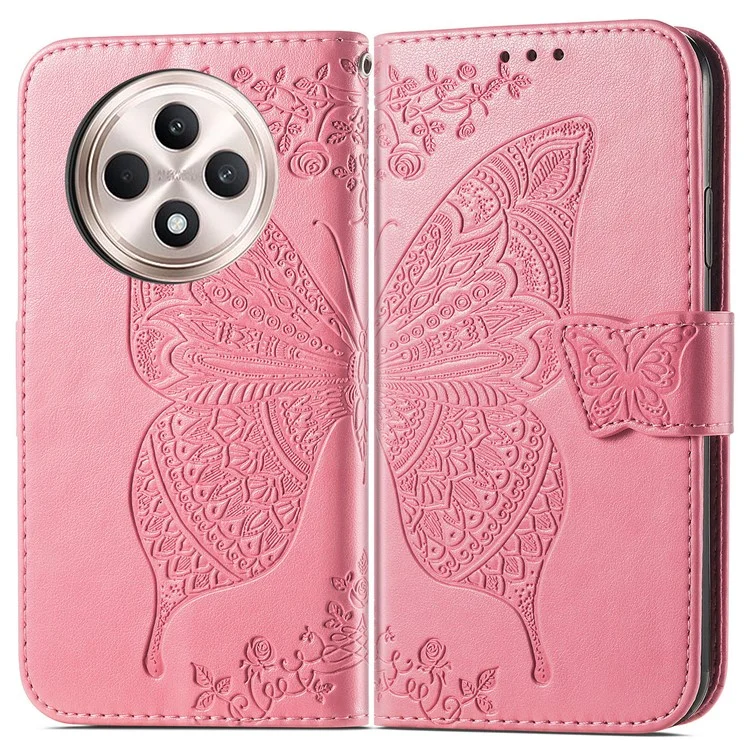 For TECNO Spark 30C 4G Case PU Leather Wallet Phone Cover Butterfly Pattern - Pink