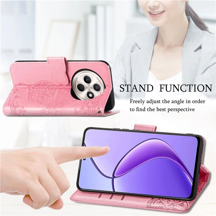 For TECNO Spark 30C 4G Case PU Leather Wallet Phone Cover Butterfly Pattern - Pink