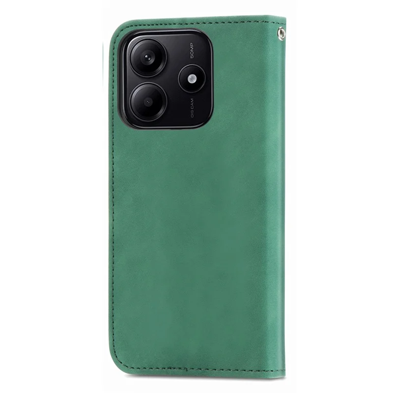 For Xiaomi Redmi Note 14 5G Case Skin Touch Feeling Leather Card Holder Phone Cover Magnetic Absorption - Green