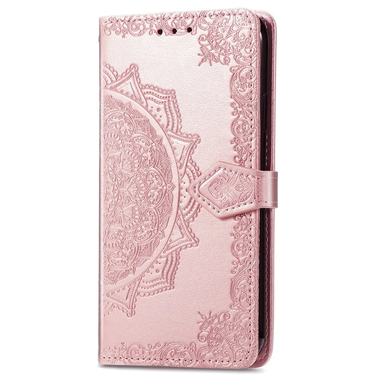 Für Xiaomi Redmi Note 14 5G Wallet Case Mandala Blume Leder Handyhülle Ständer Ansicht - Roségold