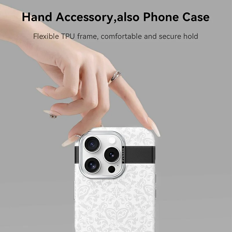 PYNANA PN-16YH2 For iPhone 16 Pro Case Compatible with MagSafe Flower Leather Back Cover