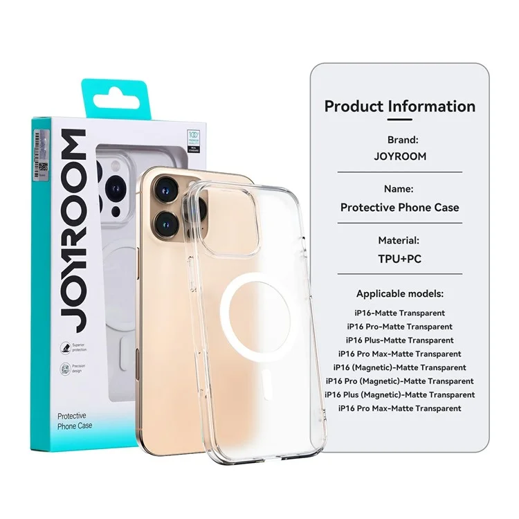JOYROOM JR-16FG8 For iPhone 16 Pro Max Clear Case Compatible with MagSafe PC+TPU Matte Back Cover